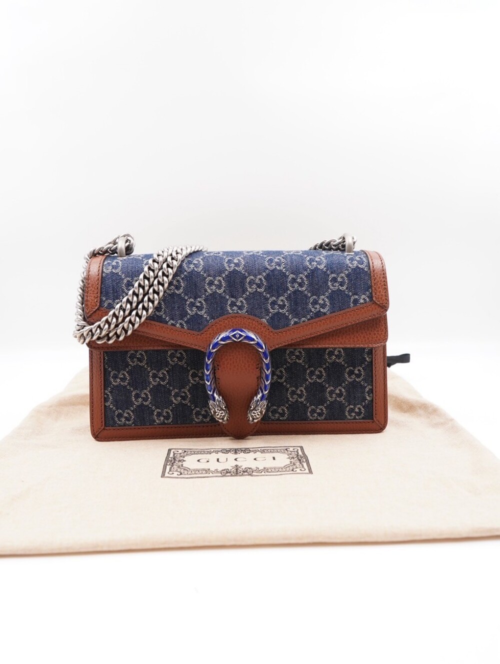 CL47 💕 Gucci GG Monogram Denim Dionysus Shoulder Bag